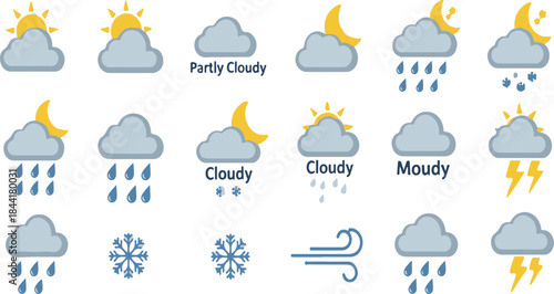 Weather forecast icons set