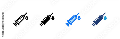 Syringe icon multiple style collection. Vector illustration.