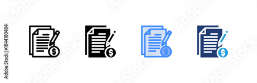 Paid Articles icon multiple style collection. Vector illustration.