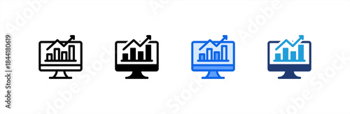 Growth Graph icon multiple style collection. Vector illustration.