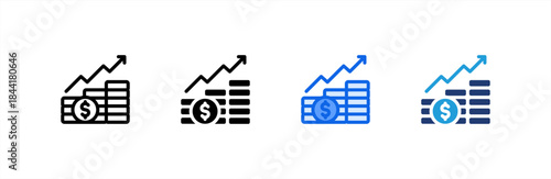 Financial Profit icon multiple style collection. Vector illustration.
