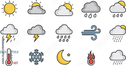 Weather forecast icons and symbols