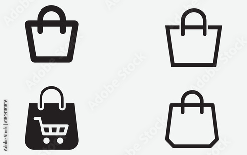 Collection of shopping bag icons for e commerce and retail