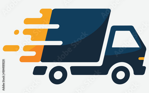 Speedy delivery truck icon with motion blur effect
