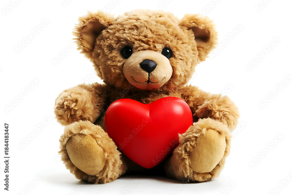 Fototapeta premium Romantic Teddy Bear Holding Love Heart Icon.