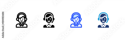 Operator icon multiple style collection. Vector illustration.