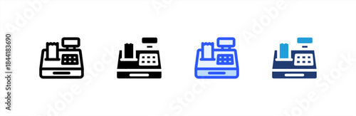 Cash Register icon multiple style collection. Vector illustration.