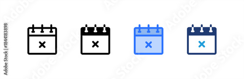 Cancel Event icon multiple style collection. Vector illustration.