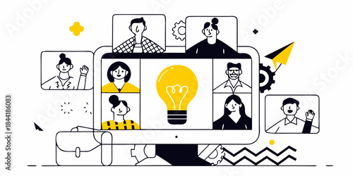 Team collaboration and virtual meetings through digital devices a modern workspace