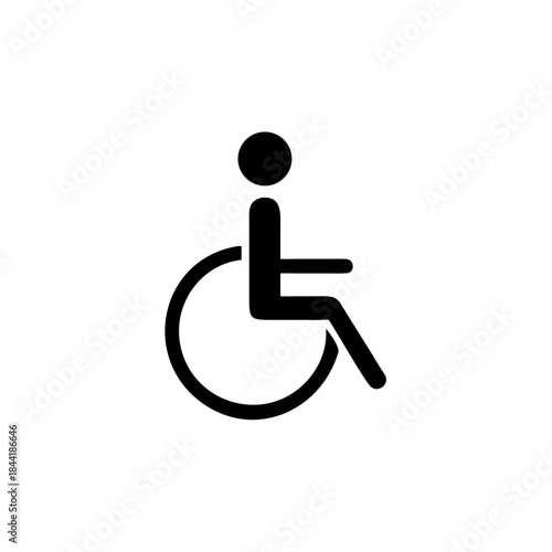 Handicapped patient icon vector, wheelchair icon on white background