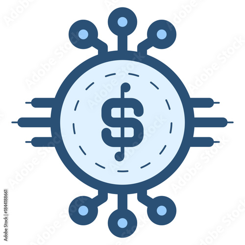 digital dollar money coin icon