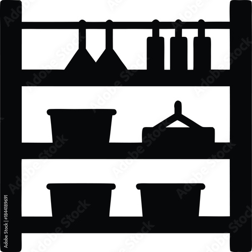 laundry shelf icon silhouette vector on transparent background