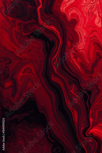 Dark Red Abstract Fluid Art Background with Swirling Marble Texture