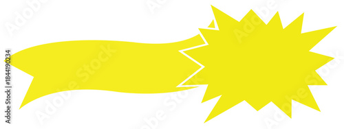 Yellow starburst ribbon banner for sale or discount promotion graphic element