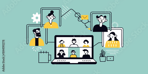 Digital connections a representation of virtual meetings and online collaboration