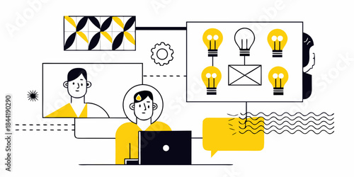 Collaborative brainstorming session with digital tools and innovative ideas