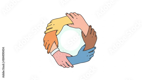 Diverse Hands United in Support and Solidarity Representing Global Cooperation and Community
