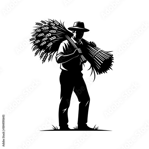 Farmer Carrying Harvest Silhouette