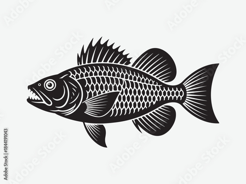 Snapper fish, big bass fish design art silhouette sector, Snapper turning action silhouette vector illustration