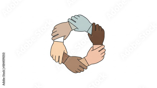 interracial hands united in a compassionate circle symbolizing unity and diversity in community