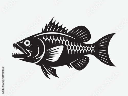 Snapper fish, big bass fish design art silhouette sector, Snapper turning action silhouette vector illustration