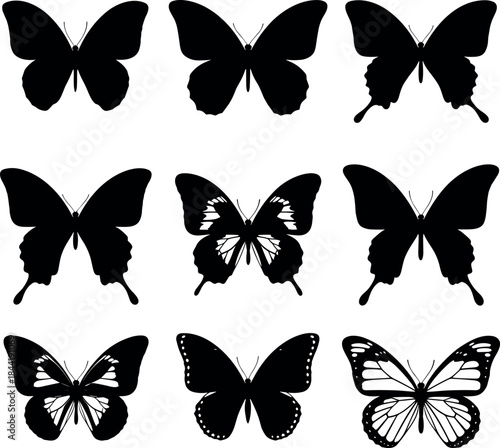 Black Droplet Icon Set with Reflection – Liquid, Oil, or Water Drop Symbols