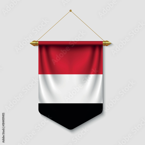 Realistic Yemen Flag Pennant Hanging