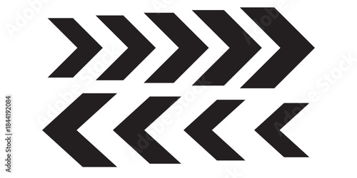 dynamic moving arrow symbol. Pointing right chevron arrow different style. speed direction signs. directional arrows symbol.