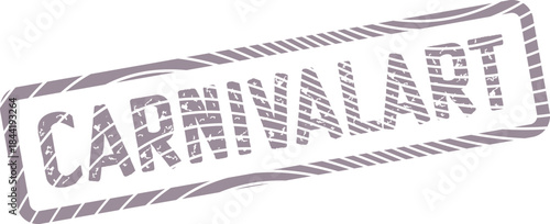 CarnivalArt word displayed in a textured rubber stamp mark for creative festivities and event promotion