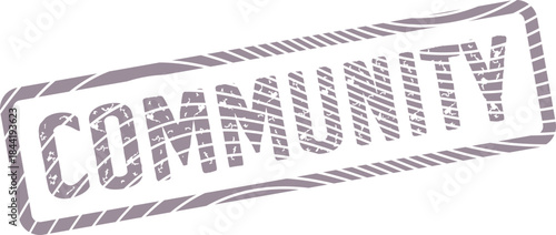 Distressed Community word stamp symbol with grunge texture for social themes