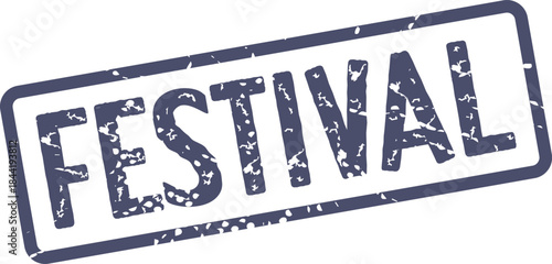 Distressed Festival Word Mark Stamp with Grungy Texture for Event Promotion Graphics