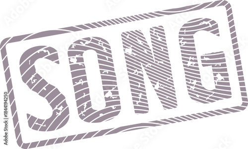 Distressed SONG word stamp graphic in a muted purple grunge texture