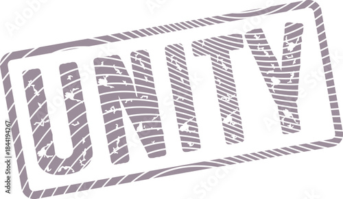 Distressed Unity Word Stamp Design for Collaborative Teamwork and Social Cohesion