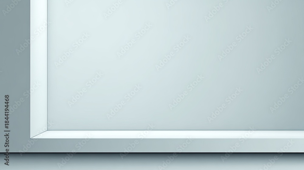 Obraz premium Empty light blue showcase with clean geometric form and soft lighting.