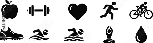 Health Fitness Wellness Sport Lifestyle Icons Collection with vector illustration
