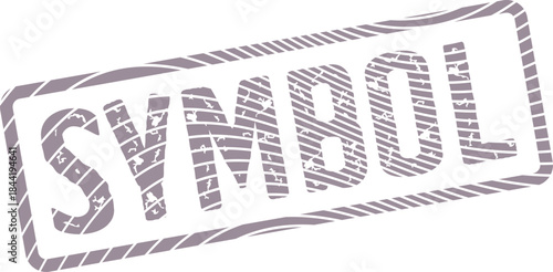 Faded violet SYMBOL stamp featuring a rough textured outline and vintage style lettering