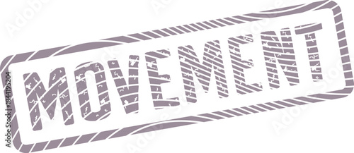 Movement Word Rubber Stamp Illustration for Dynamic Activity and Change