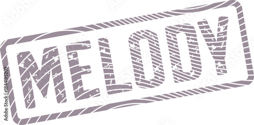 Melody Text Embossed Stamp Design for Music and Audio Concepts