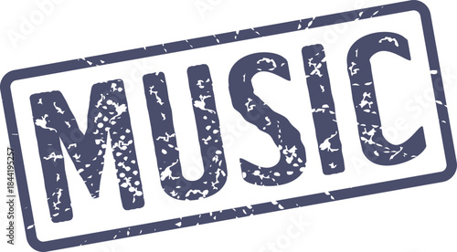 Music Text Embossed Stamp Design for Audio and Entertainment Themes