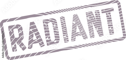 RADIANT word text in a modern distressed rubber stamp graphic for beauty and energy