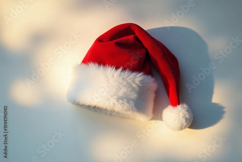 Red Santa Hat on Simple White Background