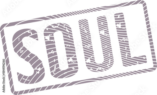 Vintage SOUL text message stamp in distressed purple for spiritual concepts
