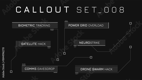 Callout Hud Pack Of White Outline Panels On Dark Backdrop