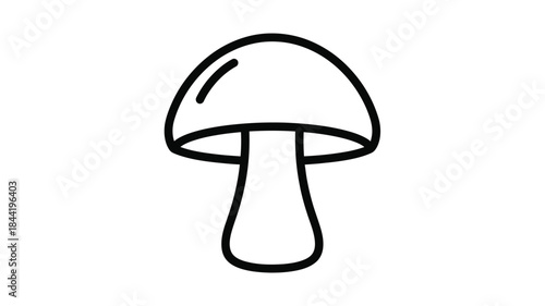 Simple black and white line drawing of a classic mushroom shape