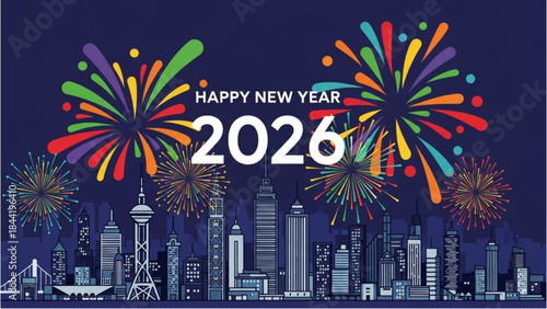 A creative design for a Happy New Year celebration for the New Year 2026.