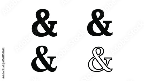 Four variations of the ampersand symbol displayed in black and white tones