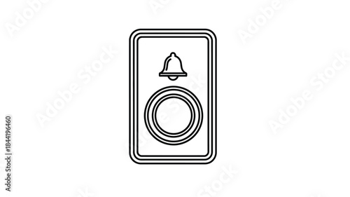 Simple outline of a doorbell button with a bell icon on a white background