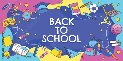 Hand drawn back to school poster template vector illustration
