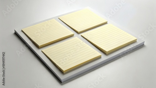 Stack of lined notepads arranged neatly on a flat surface, ideal for note-taking or brainstorming.