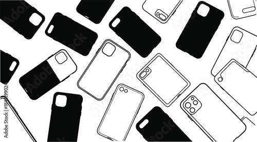 Collection of various smartphone case designs and shapes